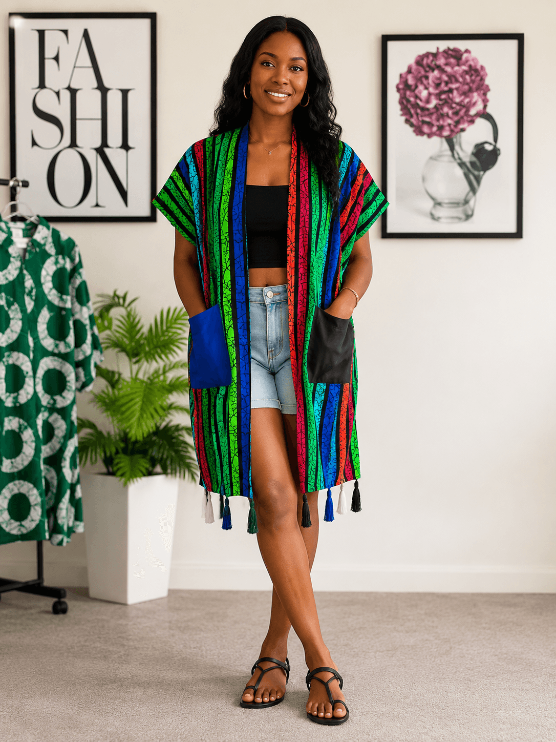 Multicolor Ankara Open Jacket